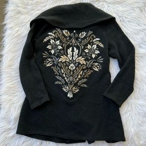 Soft Surroundings | Black Jacket Coat with Embroidery